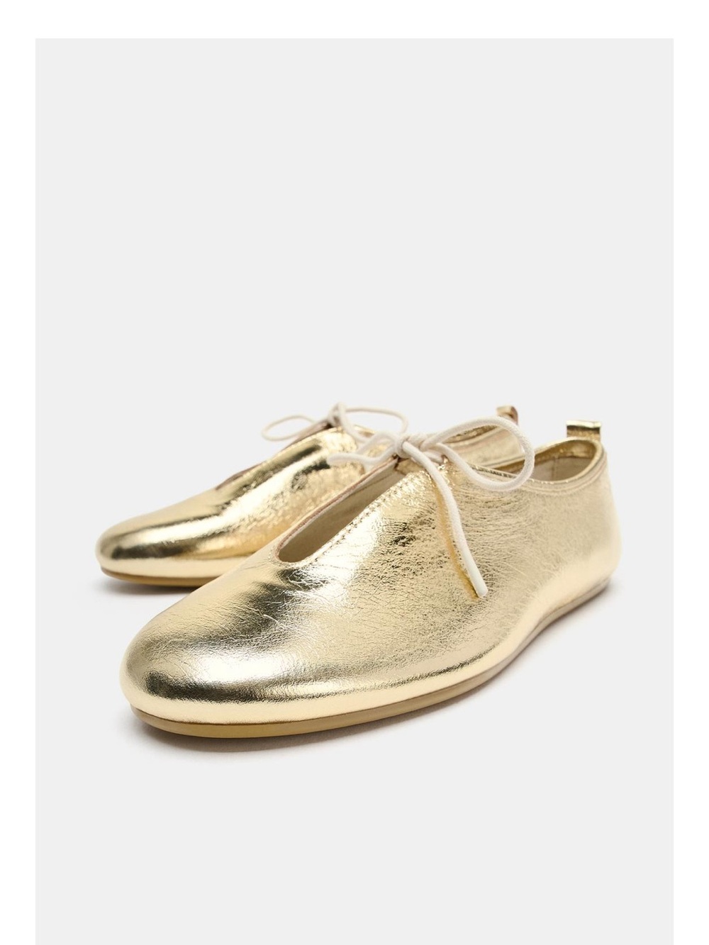 Zara METALLIC LEATHER BALLET FLATS
